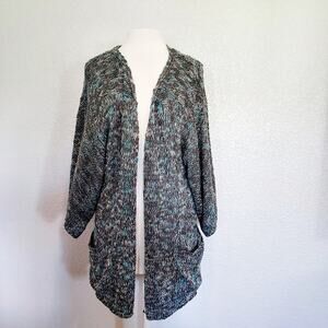 🔴3/$20 BCBG Maxazria Open Long Knit Cardigan in Brown and Teal Size Large